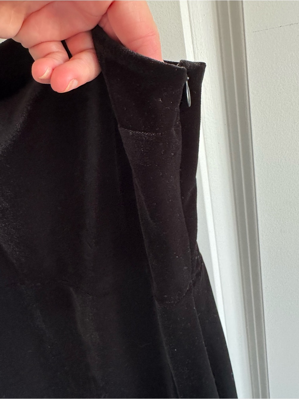 Express Black Velvet Spaghetti Strap Midi Dress with Front Slit - Picture 6 of 9